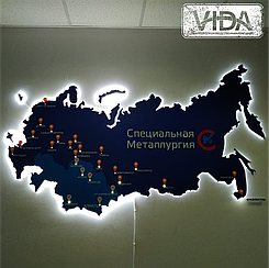 Карта Казахстана из акрила с подсветкой