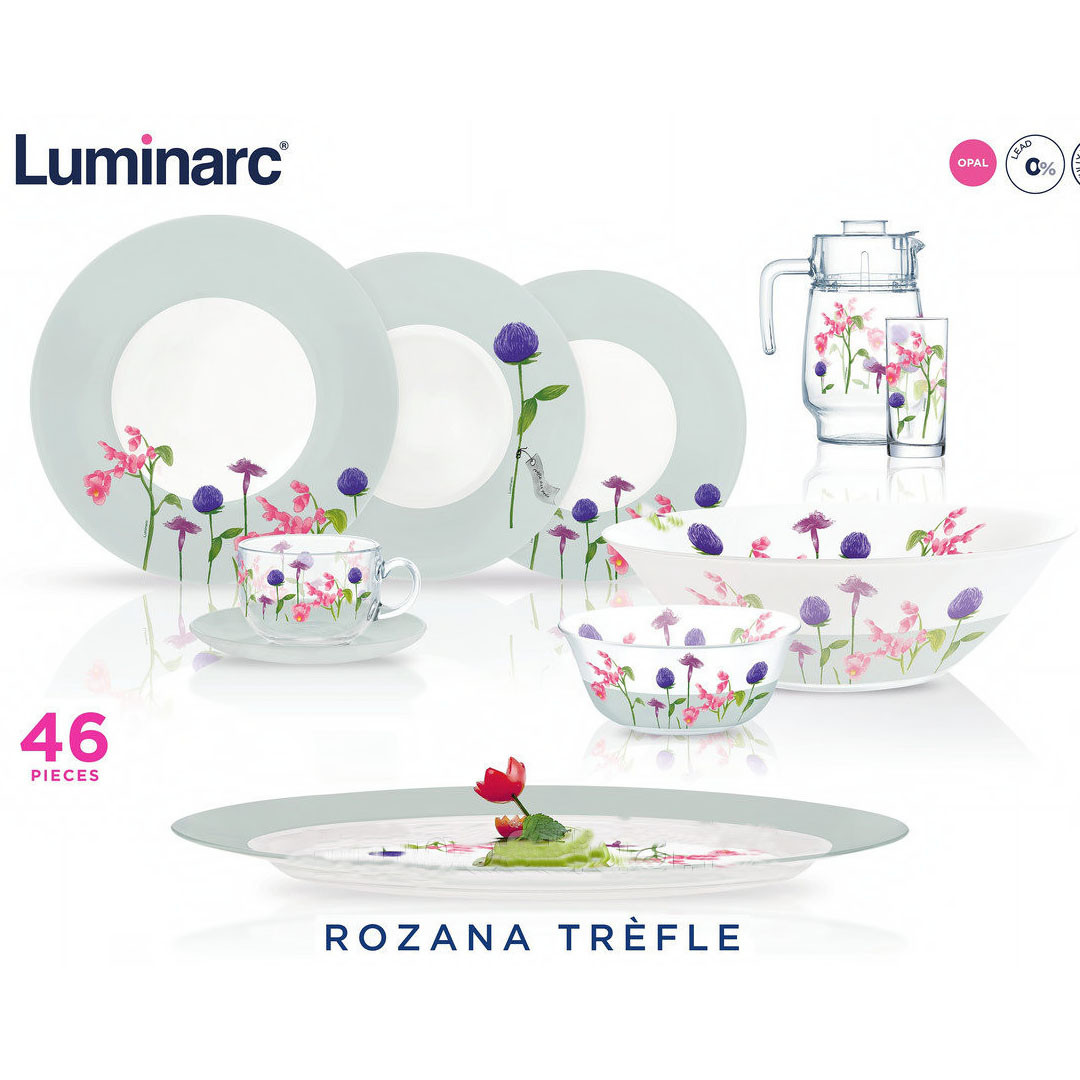 Столовый сервиз Luminarc rozana trefle 46 предметов на 6 персон - фото 1 - id-p44751514