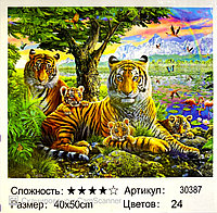 Картина по номерам " Тигры " 40*50см