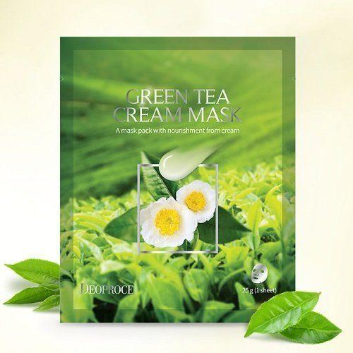 Тканевая маска с зеленым чаем Deoproce Green Tea Cream Mask