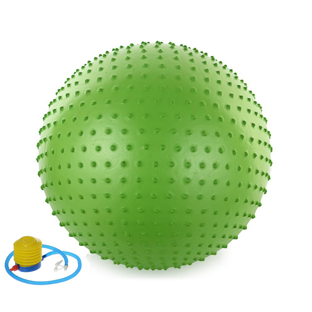 Фитбол, мяч для фитнеса массажный с насосом, (d=75см) FBm75-green - фото 7 - id-p2546743