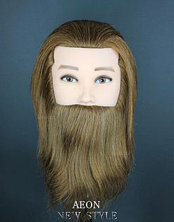 Голова-манекен мужской с бородой шатен волос (100%)  - 40 см