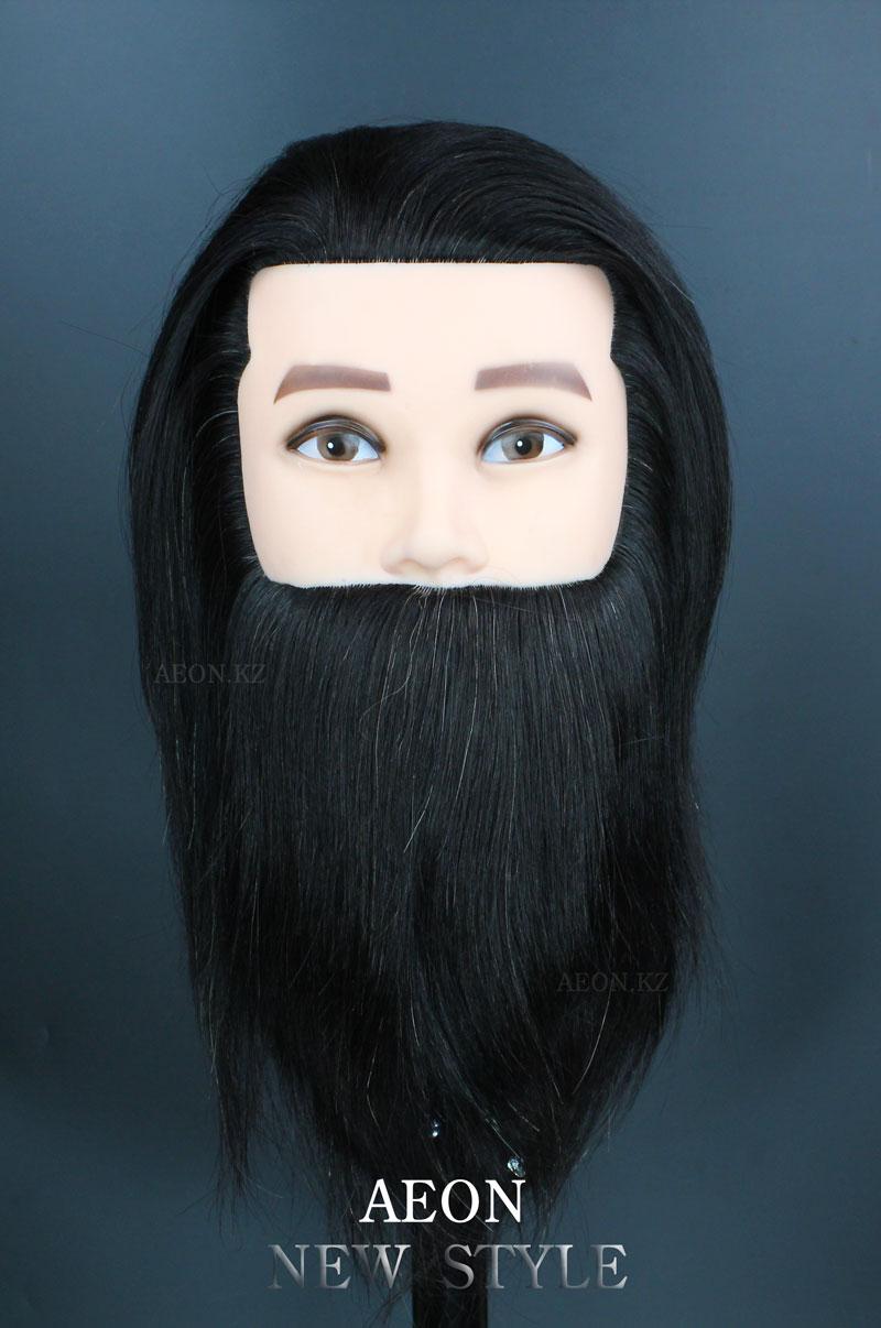 Голова-манекен мужской с бородой брюнет волос (100%)  - 40 см