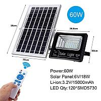 Прожектор с солнечной батареей и пультом управления, 60 Вт