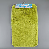 Набор ковриков для ванны и туалета Доляна «Пушистик», 2 шт: 40×50, 50×80 см, цвет зелёный, фото 6