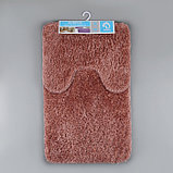 Набор ковриков для ванны и туалета Доляна «Пушистик», 2 шт: 38×49, 49×79 см, цвет коричневый, фото 5