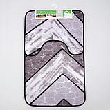 Набор ковриков для ванны и туалета Доляна «Галька геометрическая», 2 шт: 40×50, 50×80 см, цвет серый, фото 5