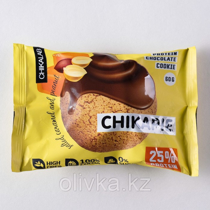 Протеиновое печенье в шоколаде CHIKALAB, с арахисовой начинкой, 60 г