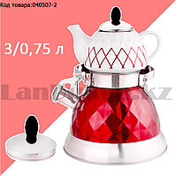Набор чайный двойной чайник для кипячения воды со свистком и заварочный чайник с ситом Haus roland А-761Т-2
