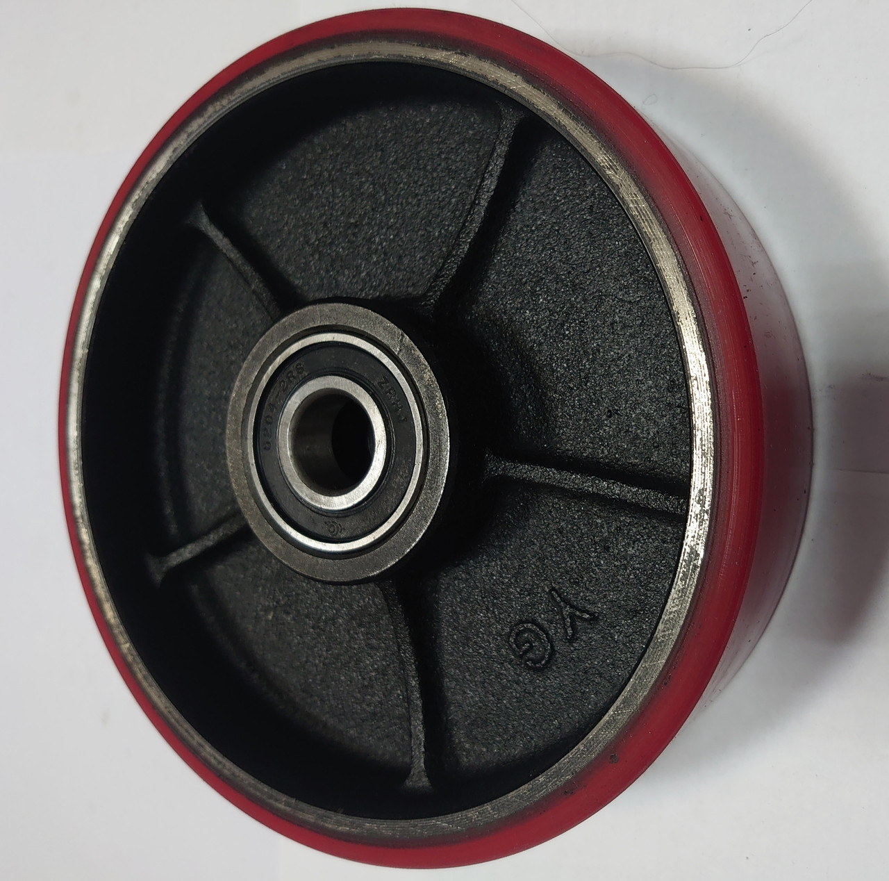 Колесо рулевое для гидравлической тележки полиуретан/сталь с подшипником (180*50*50) - фото 2 - id-p85962848