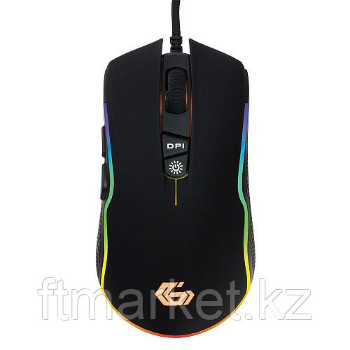 Мышь игровая Gembird MG-700, USB, черный, 2500 DPI, 6 кнопок, подсветка 16млн. цветов, ПО, кабель тканевый