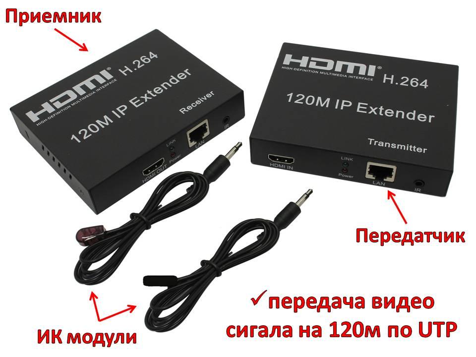 Удлинитель (передатчик) HDMI по витой паре на 120м, Модель HE120C - фото 1 - id-p86017526