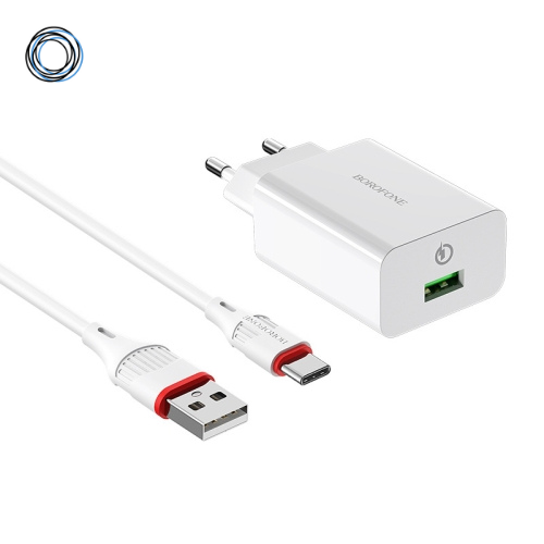 Зарядка Borofone (QC 3.0) 3A+micro USB (быстрая зарядка)