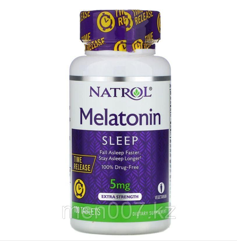 БАД Мелатонин 5 мг с медленным высвобождением и повышенной силой действия (100 таблеток) Natrol