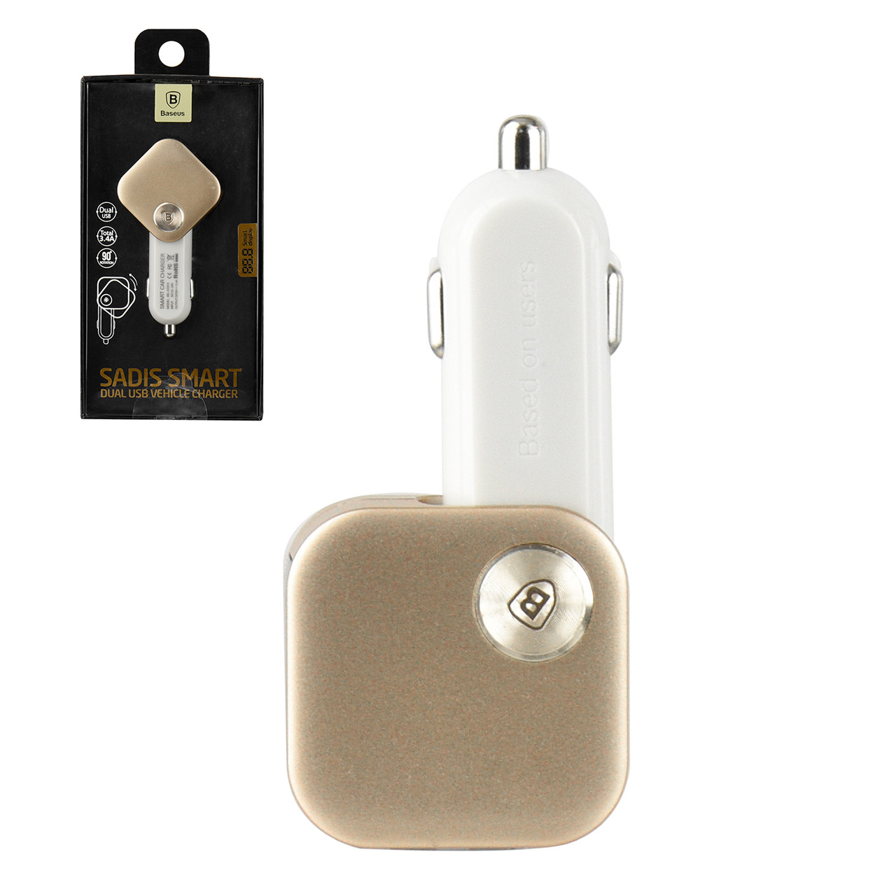 Автомобильное зарядное устройство Baseus SV0V Sadis Smart 2.4A - 1.0A 2XUSB White/Gold