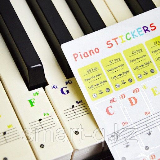 Цветные нотные наклейки для пианино на 88 клавиш - фото 1 - id-p86052130