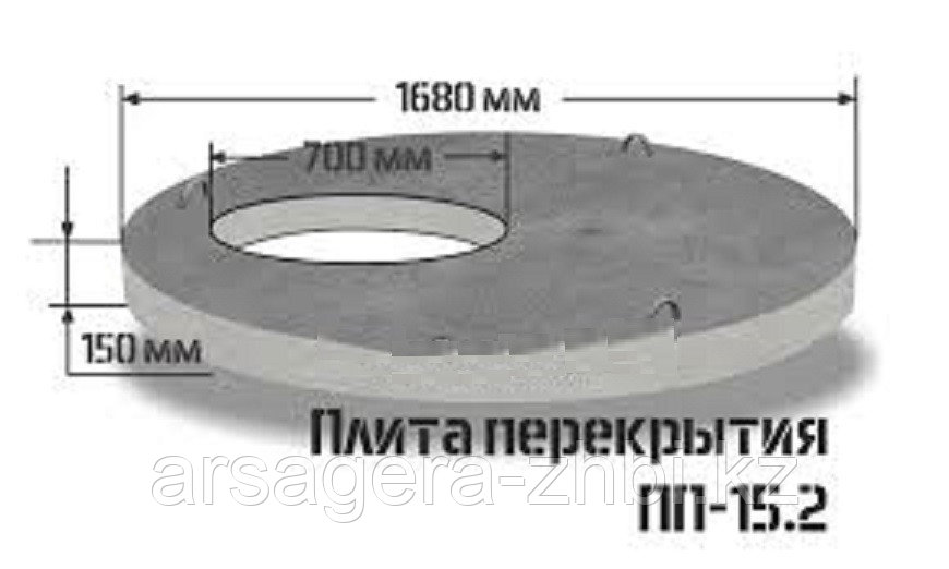 Плита перекрытия колодца 1ПП 15-2 ГОСТ 8020-2016