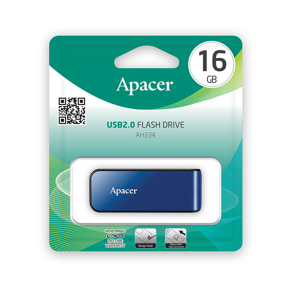 USB-накопитель, Apacer, AH334, AP16GAH334U-1, 16GB, USB 2.0, Синий - фото 3 - id-p85610583