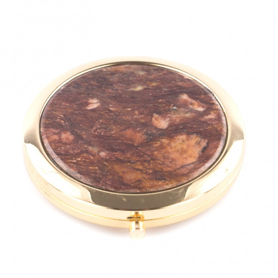 Зеркальце карманное круглое из авантюрина цвет золото 121289 - фото 1 - id-p86072438