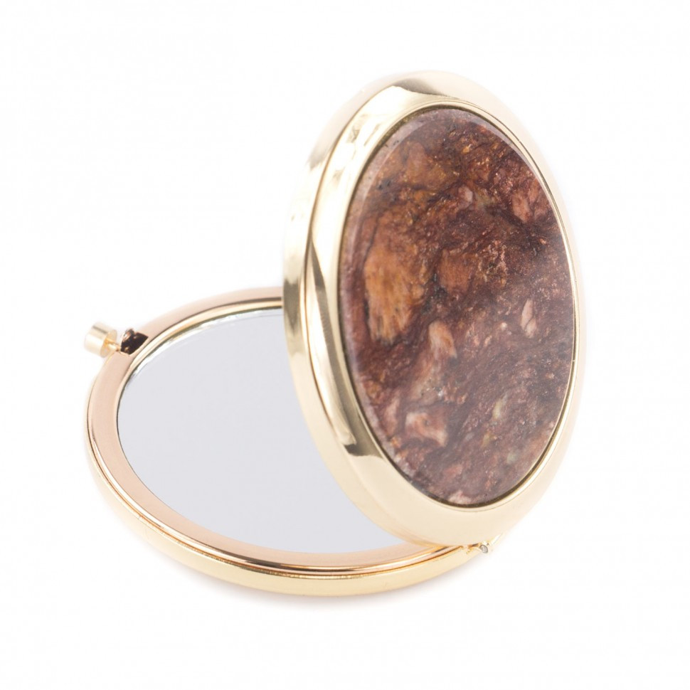 Зеркальце карманное круглое из авантюрина цвет золото 121289 - фото 2 - id-p86072438