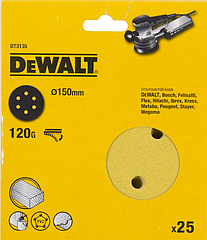 Шлифовальные круги DEWALT DT3135, 150 мм, 6 отверстий, 120G, 25 шт.