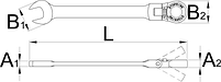 Ключ кованый комбинированный с храповиком и шарнирной головкой - 161/2 UNIOR, фото 2