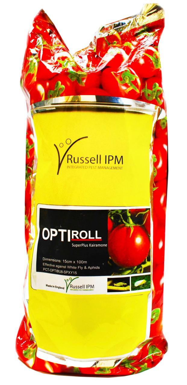 Клеевая ловушка Russell IPM Optiroll Super Plus Kairamone Желтая с рисунком, с базиликом (2 рулона 15х100м) - фото 1 - id-p86095376