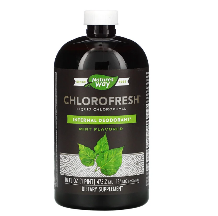 Nature's Way, Chlorofresh, жидкий хлорофилл, со вкусом мяты, 132 мг, 16 жидких унций (473,2 мл)