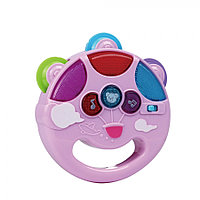 PITUSO Развивающая игрушка МУЗЫКАЛЬНЫЙ БУБЕН (розовый) (свет,звук) 12*11*3,5 см (в кор.96 шт)