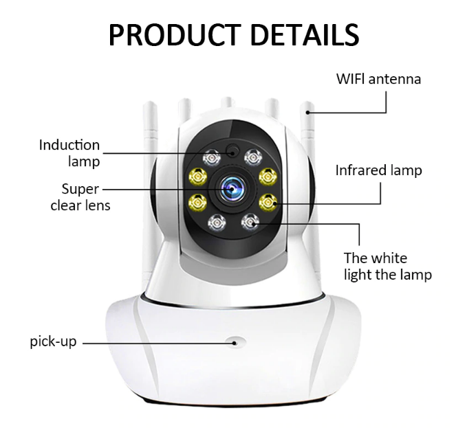 Беспроводная поворотная IP камера с WIFI, 5-ю антеннами и двумя видами подсветки IR и LED, YYC-XF2+5 - фото 3 - id-p86134785