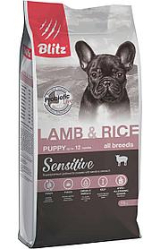 Сухой корм для щенков всех пород Blitz Puppy Lamb & Rice ягненок с рисом