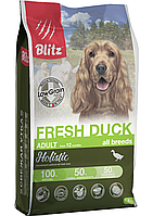 Низкозерновой сухой корм для собак всех пород Blitz Holistic Fresh Duck Adult Dog (Low Grain) утка, фото 1