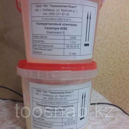 Полиуретан 6080 (фасовка 1+0,5 кг)  применяется для изготовления гибких литьевых форм Алматы