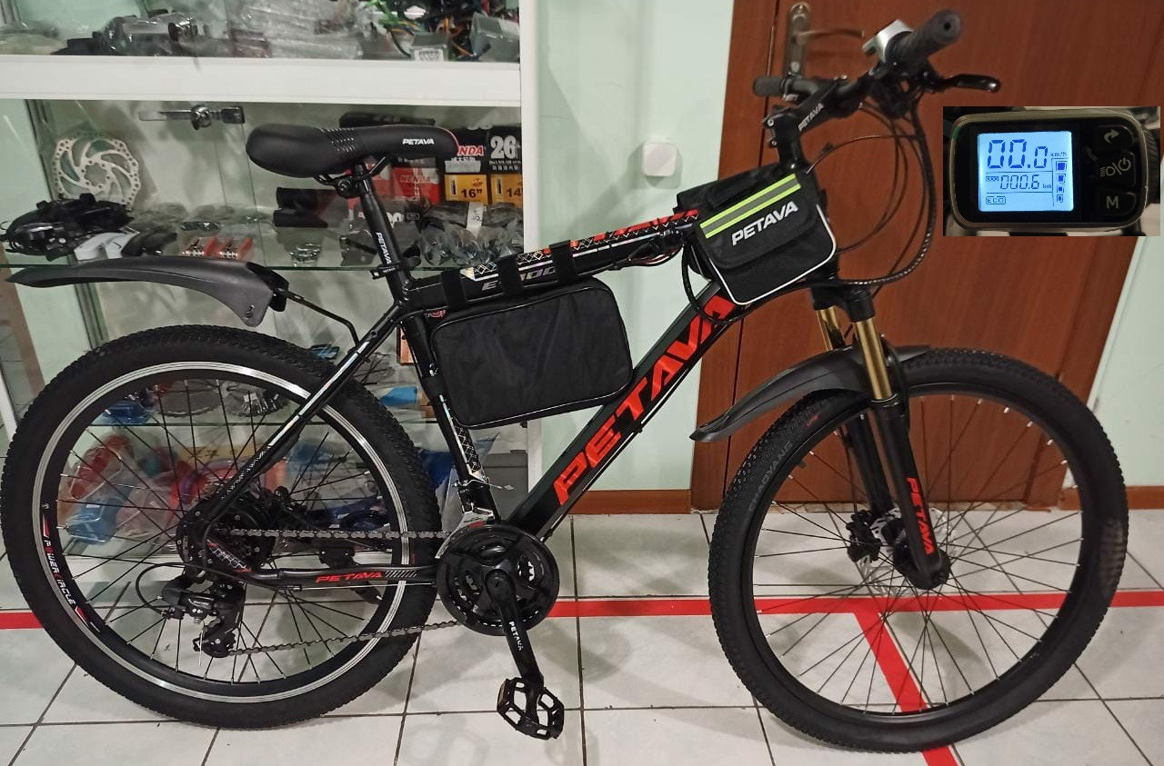 36v 350w, аккум. Li-ion 36v 15A/H. Электровел. Рама 19". Колеса 26 дюймов.