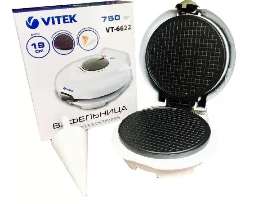 Вафельница VITEK VT-6622 19 см, антипригарное покрытие, конус для рожков - фото 2 - id-p86186904