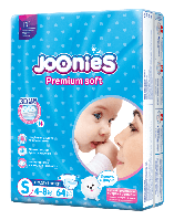 Подгузники Joonies Premium Soft подгузники S 64, 4-8 кг