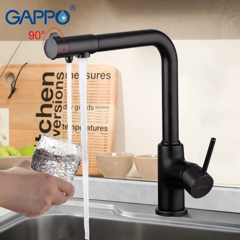 Кухонный смеситель с подключением фильтра Gappo G4399-10 Черный
