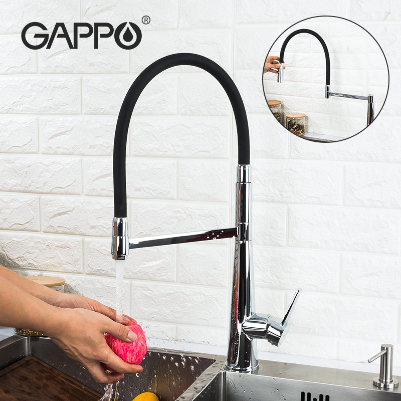 Gappo- Смеситель для кухни гибкий гусак. Хром