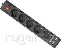 Сетевой фильтр Defender DFS 753 - 3,0 М, 2xUSB, 2.1A, 5 outlets