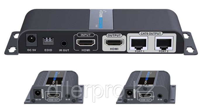Lenkeng LKV712Pro - Разветвитель-удлинитель 1*2 HDMI, ИК, CAT6, до 40 метров - фото 1 - id-p86188364