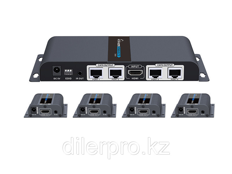 Lenkeng LKV714Pro - Разветвитель-удлинитель 1*4 HDMI, ИК, CAT6, до 40 метров - фото 1 - id-p86188365