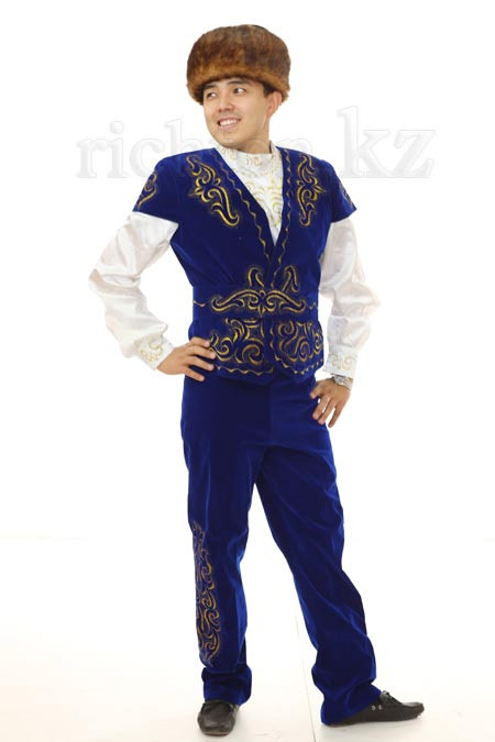 Казахский национальный мужской костюм Алматы. Белый сценический - фото 3 - id-p86202809