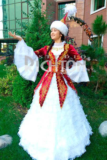 Национальный народный казахский костюм женский Азиада (Aziada) | Яркий - фото 1 - id-p86203022