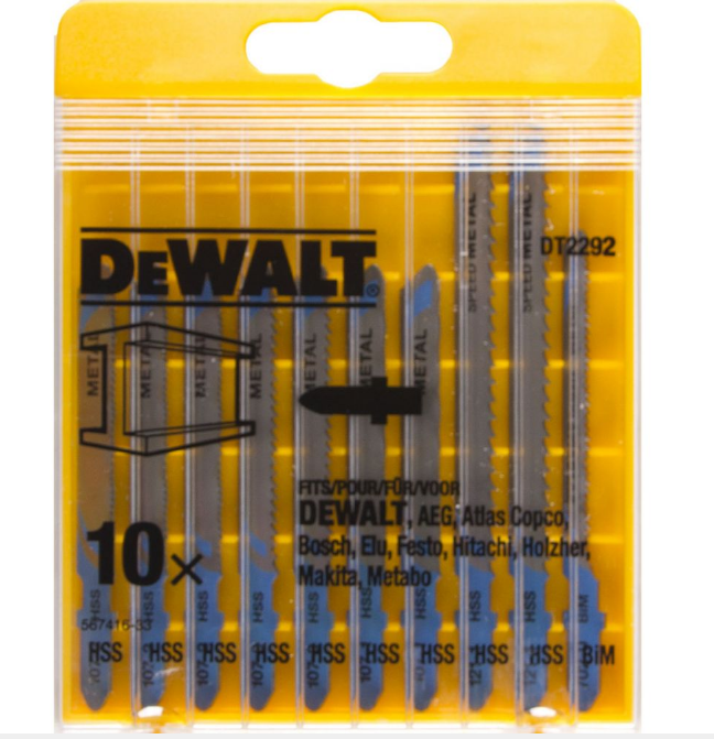 Набор пилок для лобзика по металлу DEWALT DT2292, 10 шт.