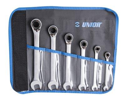 Набор ключей кованых комбинированных с храповиком и шарнирной головкой в сумке - 160/2CT UNIOR