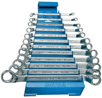Набор ключей накидных с изгибом в металлическом стенде - 180/1MS UNIOR