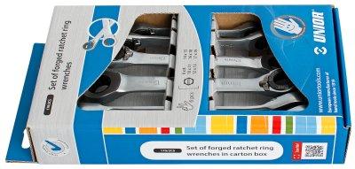 Набор ключей кованых накидных с храповиком в картонной упаковке - 170/2CS UNIOR