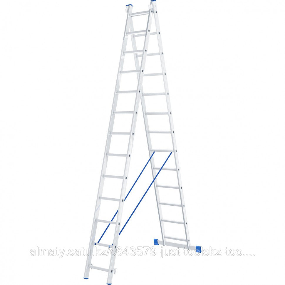 Лестница, 2 х 13 ступеней, алюминиевая, двухсекционная, Россия, Сибртех