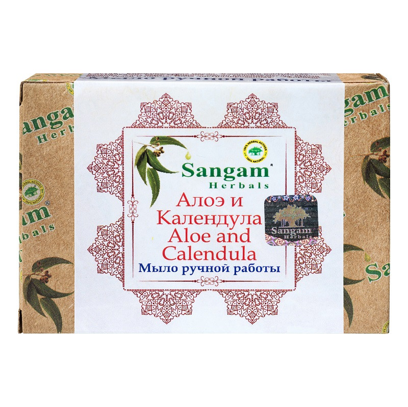 Мыло с глицерином «Алоэ и календула» Sangam herbals 100,0 уход за всех типов кожи, фото 1