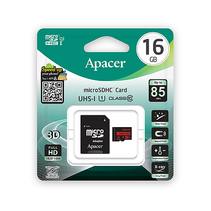 Карта памяти Apacer AP16GMCSH10U5-R 16GB + адаптер, фото 2